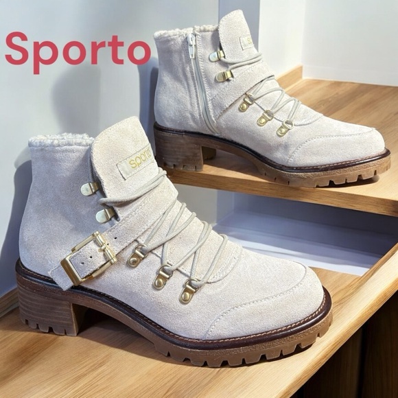 Sporto-NWOB women’s size 10 “Katie” suede, side-zip boot, off white/fawn. New! - Picture 1 of 14